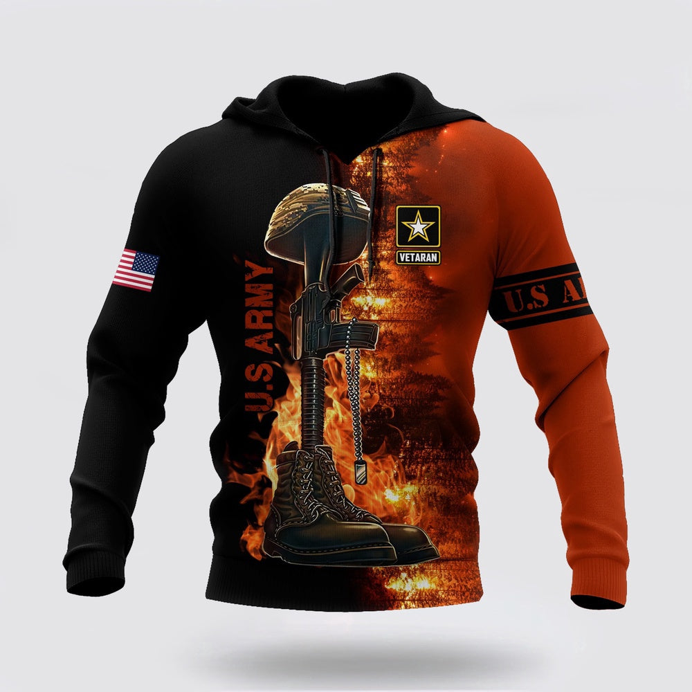 Us Army Hoodie, US Army Veteran Unisex Print Hoodie