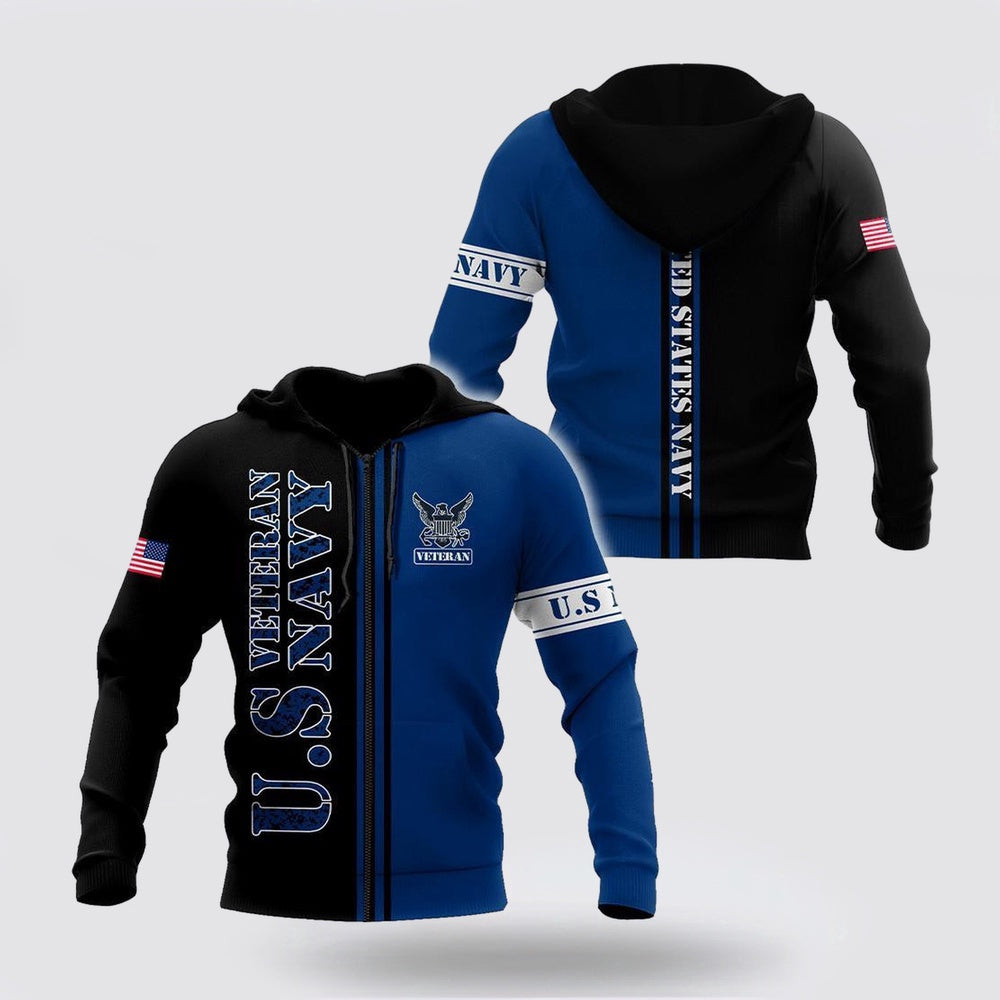 Us Army Hoodie, US Veteran Navy All Over Printed Unisex Hoodie