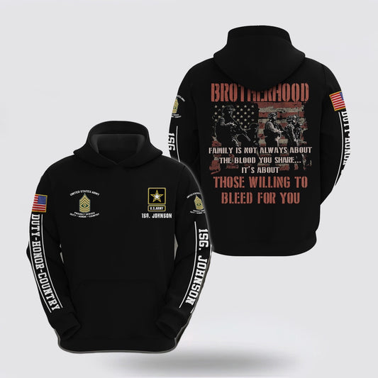 Us Army Hoodie, Us Army 3D Hoodie Custom Your Name And Rank