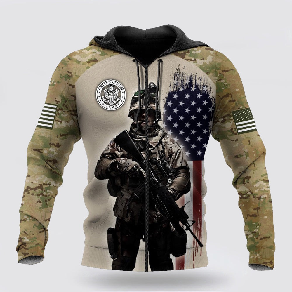 Us Army Hoodie, Us Army All Over Printed  Hoodie