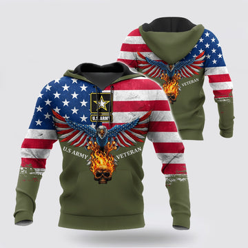 Us Army Hoodie, Us Army Eagle 3D All Over Printed Hoodie Shirt For Men And Women