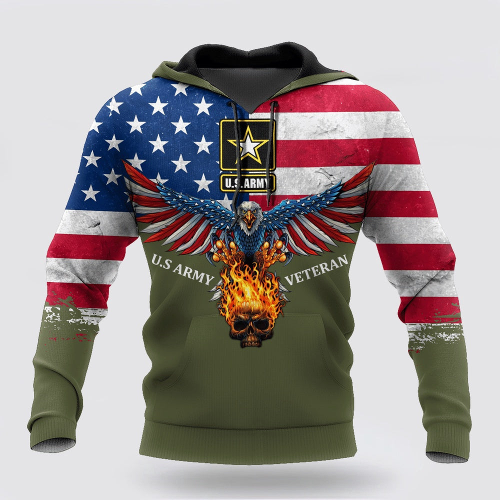 Us Army Hoodie, Us Army Eagle 3D All Over Printed Hoodie Shirt For Men And Women