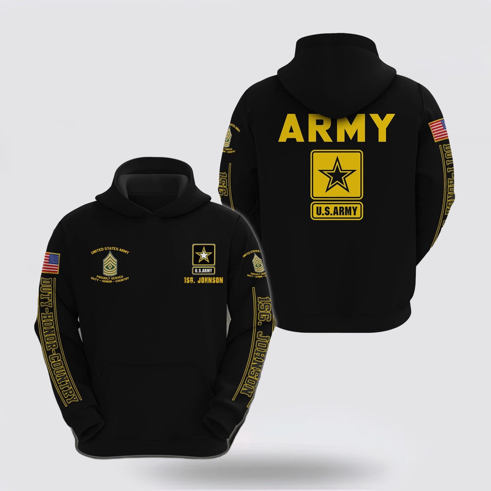 Us Army Hoodie, Us Army Hoodie Custom Name And Rank