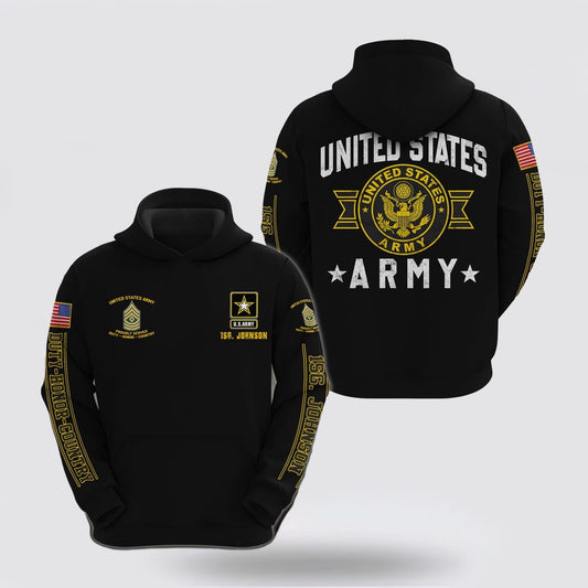 Us Army Hoodie, Us Army Hoodie Custom Your Name And Rank