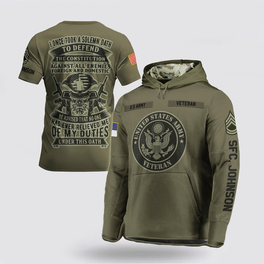 Us Army Hoodie, Us Army Military Veteran All Over Print Hoodie, I Once Took A Solemn Oath