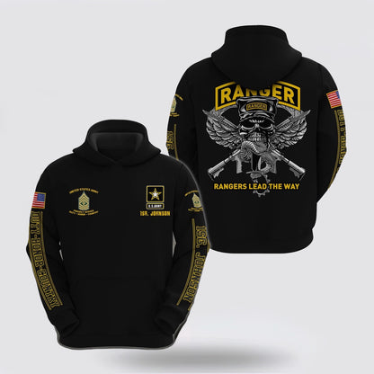 Us Army Hoodie, Us Army Rangers Lead The Way Hoodie Custom Your Name And Rank