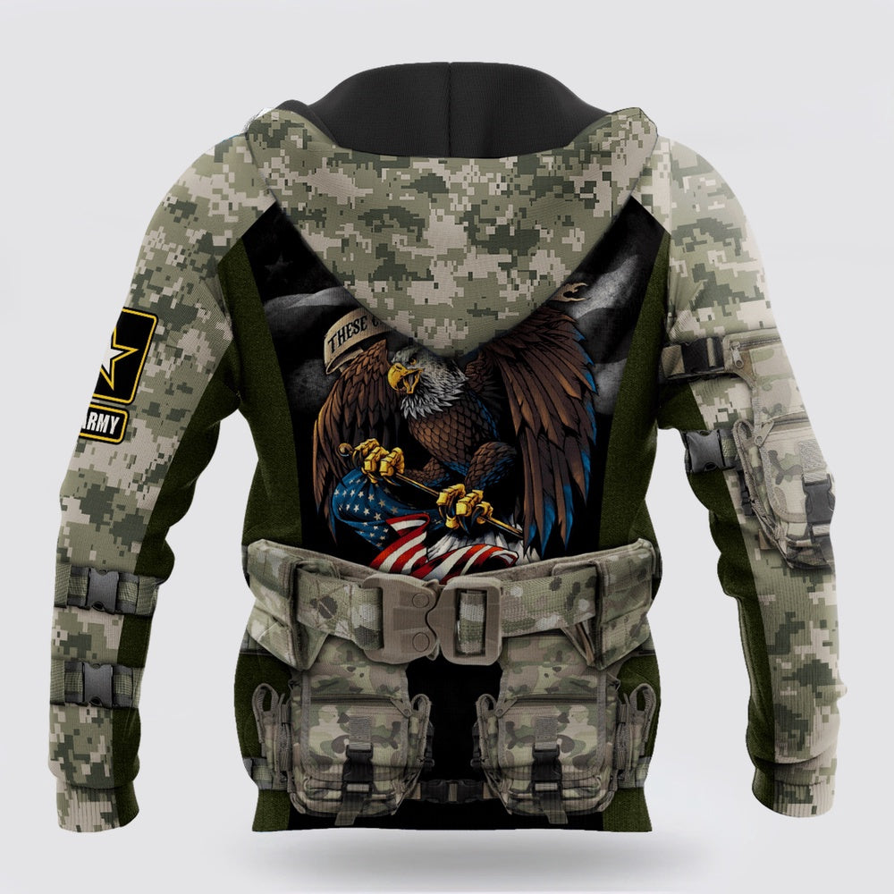Us Army Hoodie, Us Army Veteran Our Flag Does Not Fly Because The Wind 3D Hoodie