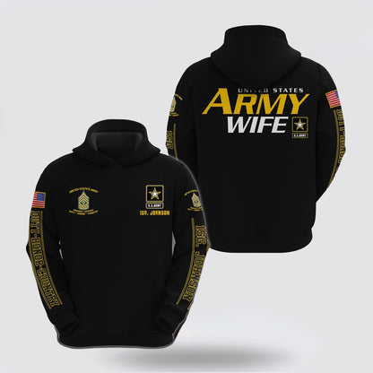 Us Army Hoodie, Us Army Wife Hoodie Custom Your Name And Rank