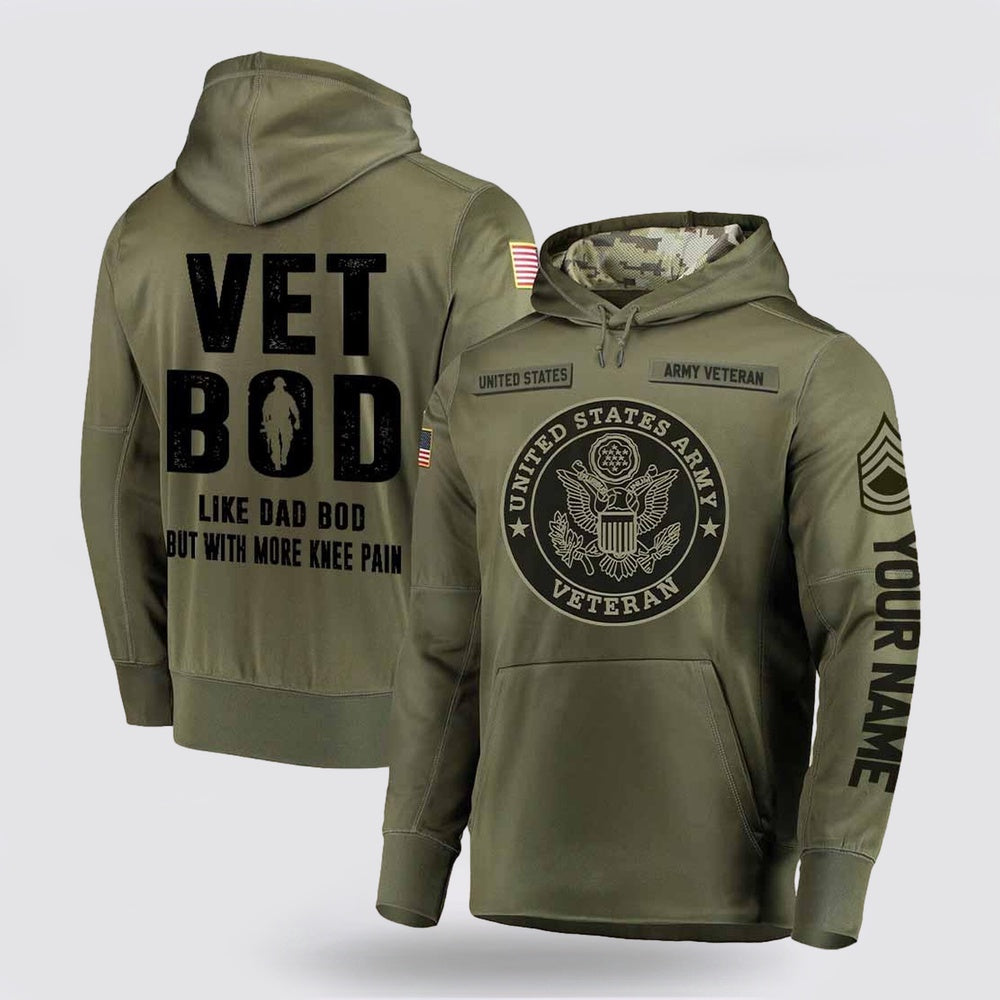 Us Army Hoodie, Vet Bod Like Dad Bod But With More Knee Pain Us Army Hoodie