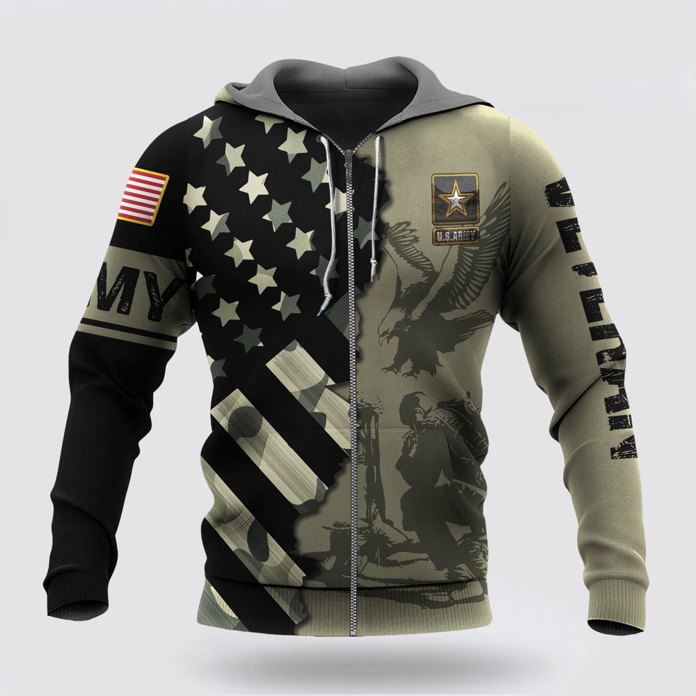 Us Army Hoodie, Veteran Army Never Forget Memory With USA Flag Hoodie