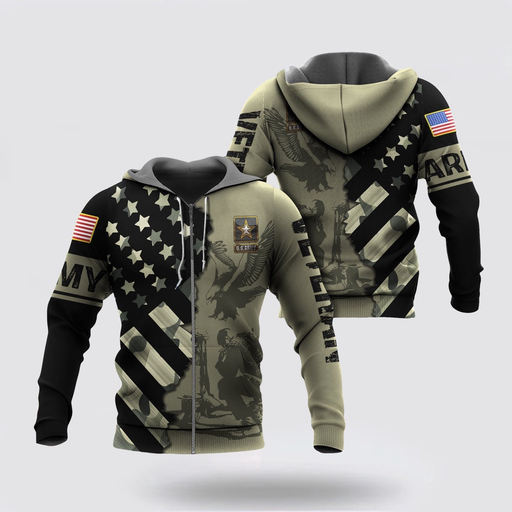 Us Army Hoodie, Veteran Army Never Forget Memory With USA Flag Hoodie