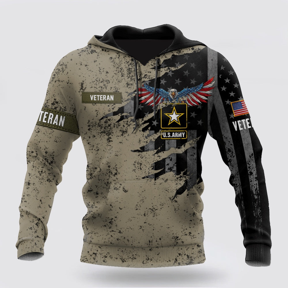 Us Army Hoodie, Veteran Us Army Eagle In My Heart 3D Hoodie For Men And Women Hoodie
