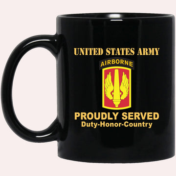 Us Army Mug, Veterans Mug, US Army 18TH FIELD ARTILLERY WITH AIRBORNE TAB Black Mug, Us Army Coffee Mug, Military Coffee Mugs