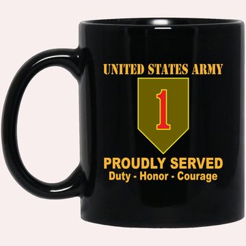 Us Army Mug, Veterans Mug, US Army 1st Infantry Big Red One Black Mug, Us Army Coffee Mug, Military Coffee Mugs