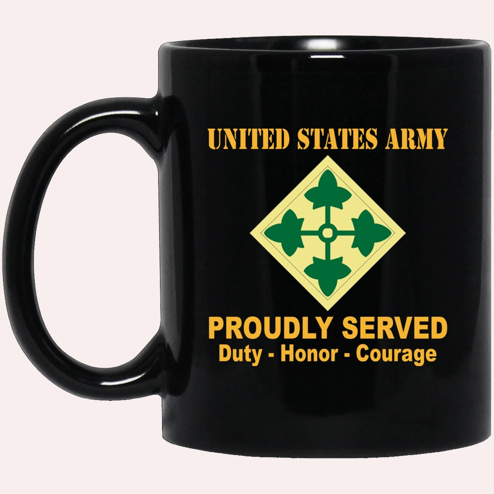 Us Army Mug, Veterans Mug, US Army 4th Infantry Division Black Mug, Us Army Coffee Mug, Military Coffee Mugs