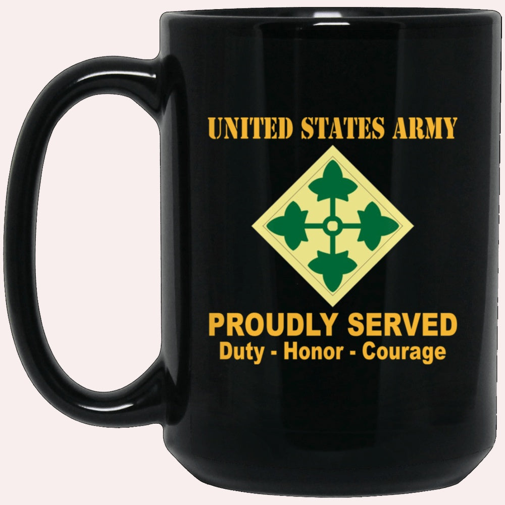 Us Army Mug, Veterans Mug, US Army 4th Infantry Division Black Mug, Us Army Coffee Mug, Military Coffee Mugs