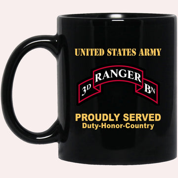 Us Army Mug, Veterans Mug, US Army 75TH RANGER REGIMENT 3ND BATTALION  Black Mug, Us Army Coffee Mug, Military Coffee Mugs