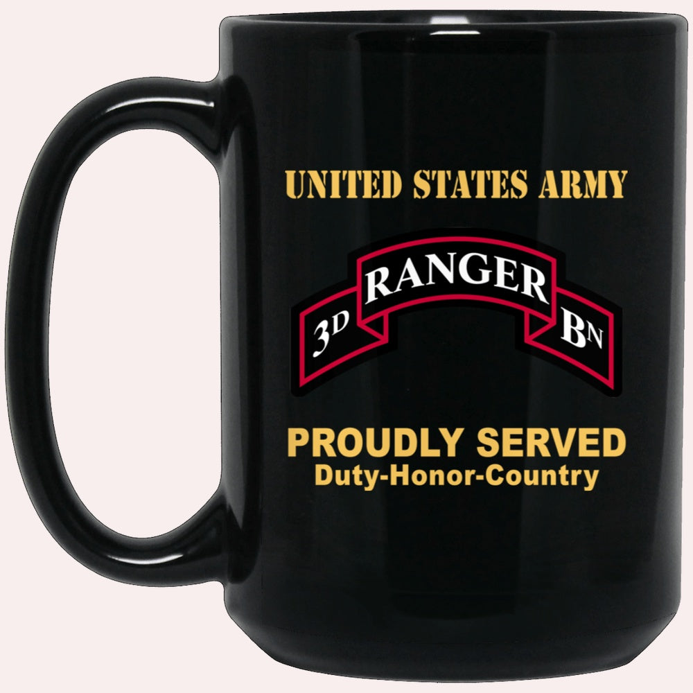 Us Army Mug, Veterans Mug, US Army 75TH RANGER REGIMENT 3ND BATTALION  Black Mug, Us Army Coffee Mug, Military Coffee Mugs