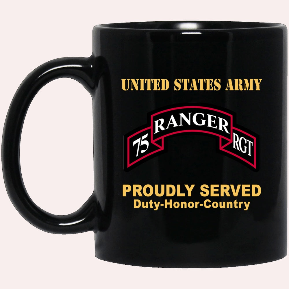 Us Army Mug, Veterans Mug, US Army 75TH RANGER REGIMENT  Black Mug, Us Army Coffee Mug, Military Coffee Mugs