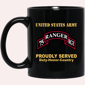 Us Army Mug, Veterans Mug, US Army 75TH RANGER REGIMENT  Black Mug, Us Army Coffee Mug, Military Coffee Mugs
