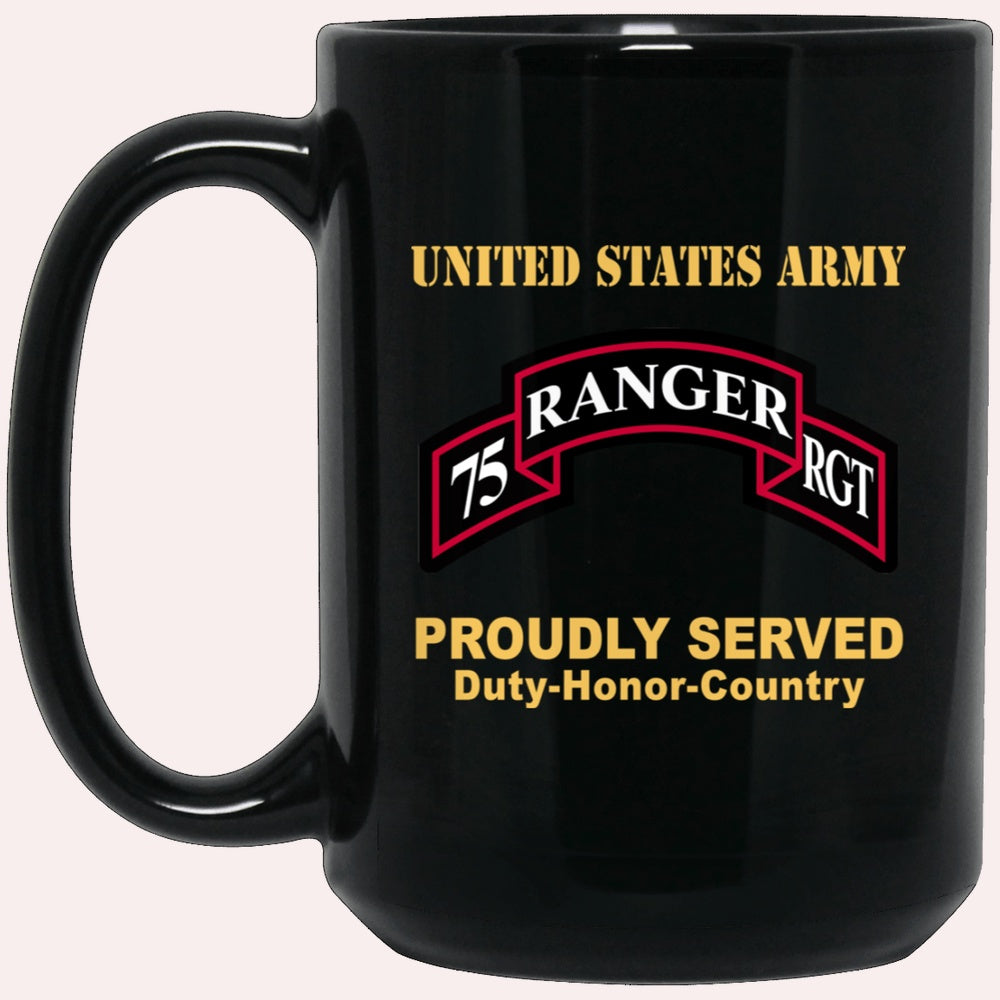 Us Army Mug, Veterans Mug, US Army 75TH RANGER REGIMENT  Black Mug, Us Army Coffee Mug, Military Coffee Mugs