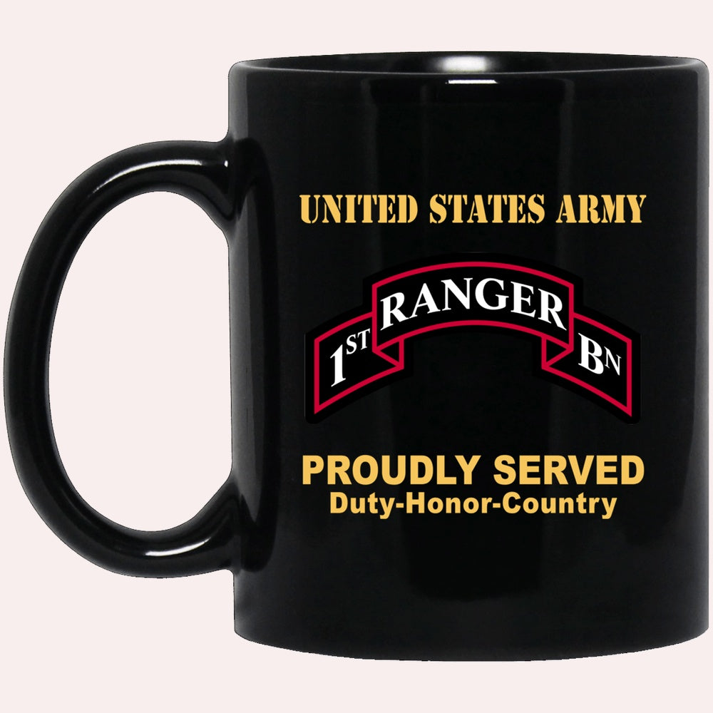 Us Army Mug, Veterans Mug, US Army 75 RANGER REGIMENT 1ST BATTALION  Black Mug, Us Army Coffee Mug, Military Coffee Mugs