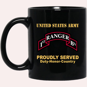 Us Army Mug, Veterans Mug, US Army 75 RANGER REGIMENT 1ST BATTALION  Black Mug, Us Army Coffee Mug, Military Coffee Mugs