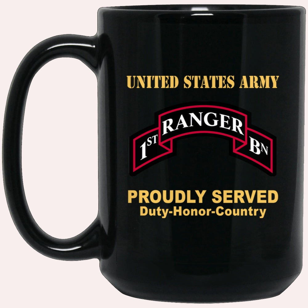 Us Army Mug, Veterans Mug, US Army 75 RANGER REGIMENT 1ST BATTALION  Black Mug, Us Army Coffee Mug, Military Coffee Mugs