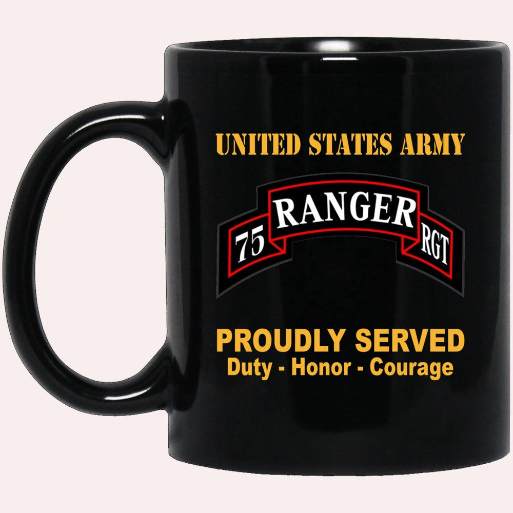Us Army Mug, Veterans Mug, US Army 75 Ranger RGT Black Mug, Us Army Coffee Mug, Military Coffee Mugs