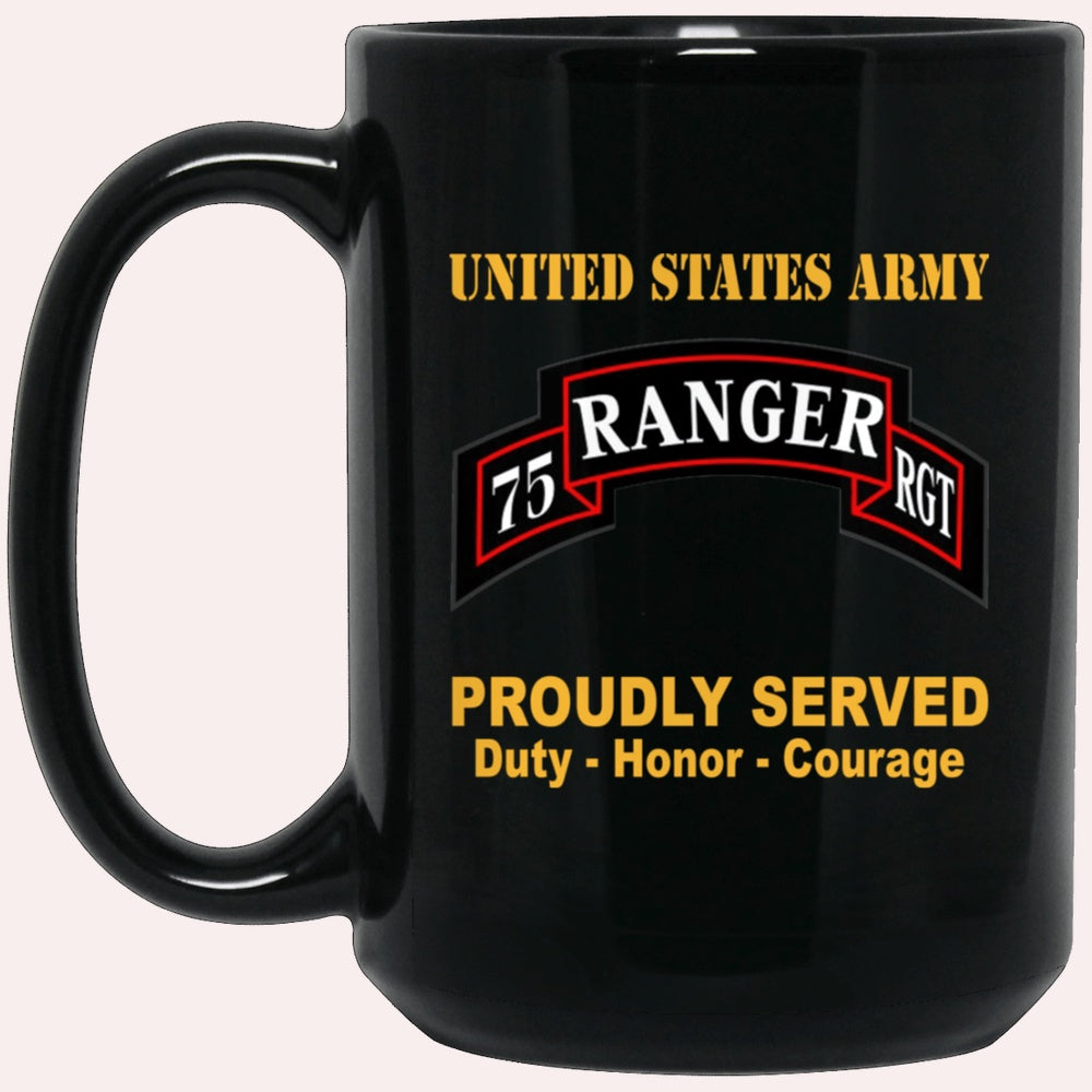 Us Army Mug, Veterans Mug, US Army 75 Ranger RGT Black Mug, Us Army Coffee Mug, Military Coffee Mugs
