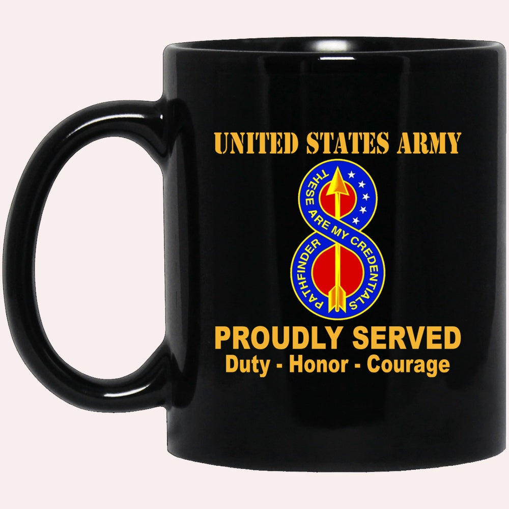 Us Army Mug, Veterans Mug, US Army 8th Infantry Division UC Round Black Mug, Us Army Coffee Mug, Military Coffee Mugs