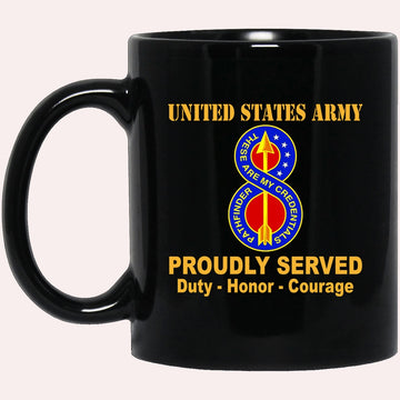 Us Army Mug, Veterans Mug, US Army 8th Infantry Division UC Round Black Mug, Us Army Coffee Mug, Military Coffee Mugs
