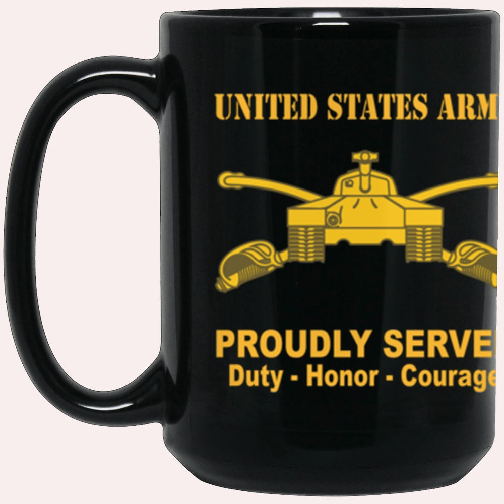 Us Army Mug, Veterans Mug, US Army Armor Branch Proudly Served Core Values Black Mug, Us Army Coffee Mug, Military Coffee Mugs