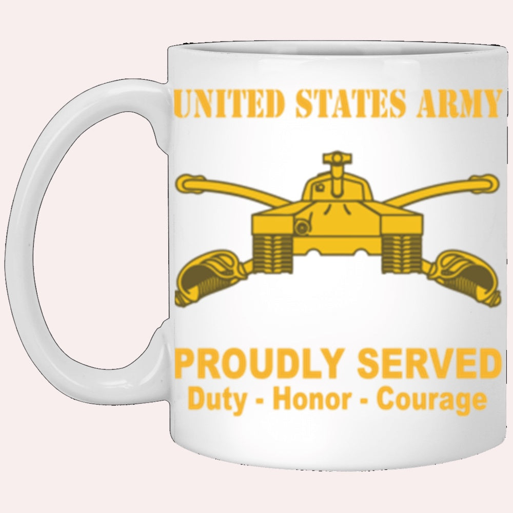 Us Army Mug, Veterans Mug, US Army Armor Branch Proudly Served Core Values White Mug, Us Army Coffee Mug, Military Coffee Mugs