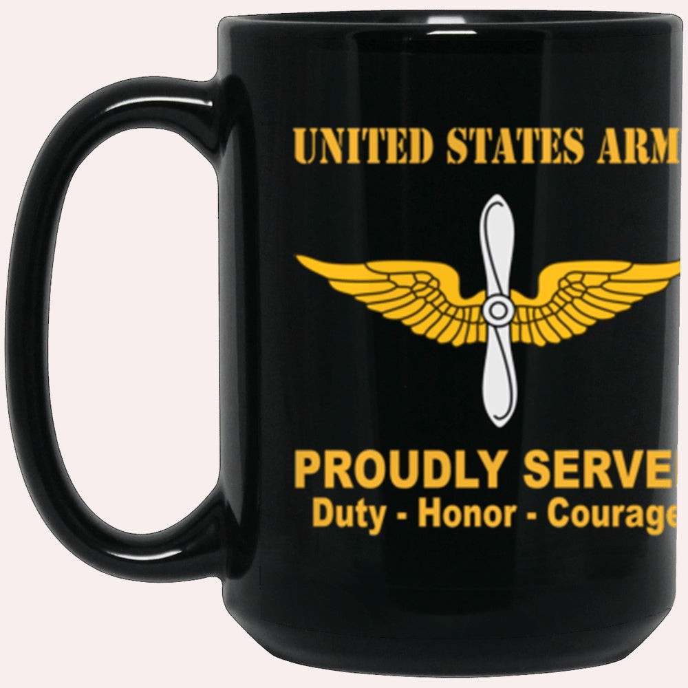 Us Army Mug, Veterans Mug, US Army Aviation Proudly Served Core Values Black Mug, Us Army Coffee Mug, Military Coffee Mugs