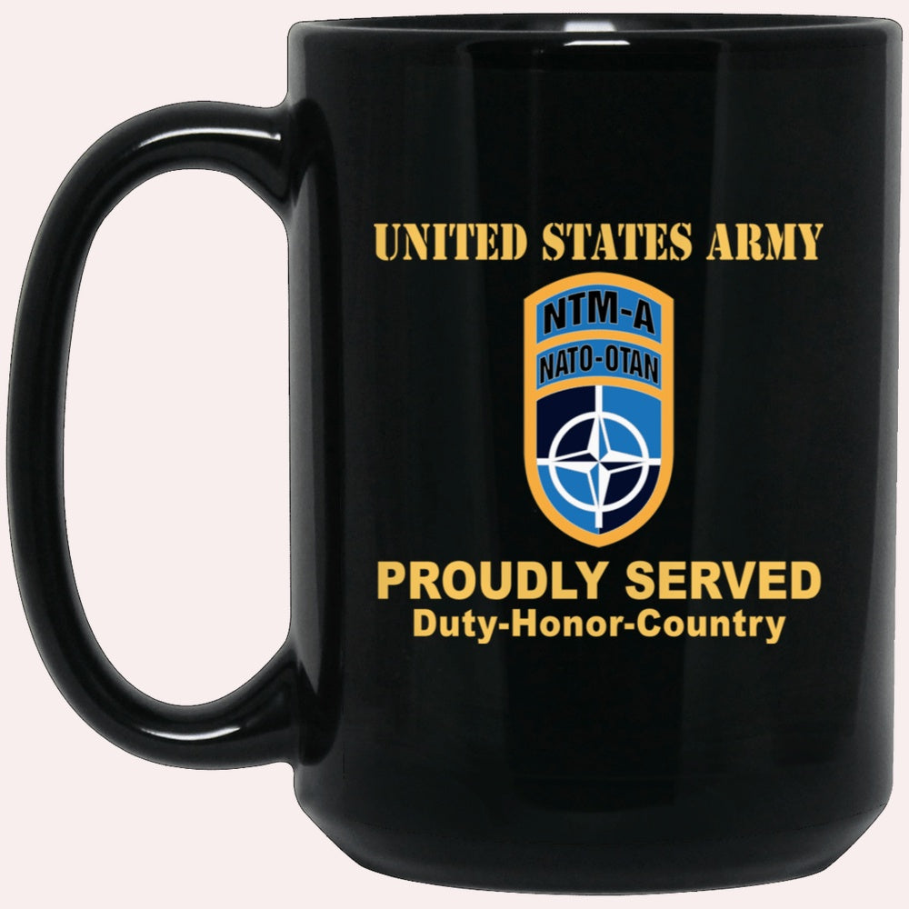 Us Army Mug, Veterans Mug, US Army CSIB NATO TRAINING MISSION AFGHANISTAN Black Mug, Us Army Coffee Mug, Military Coffee Mugs