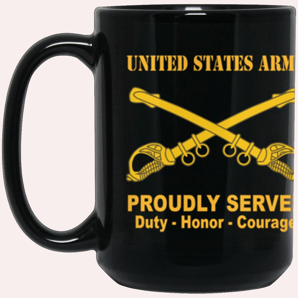 Us Army Mug, Veterans Mug, US Army Cavalry Proudly Served Core Values Black Mug, Us Army Coffee Mug, Military Coffee Mugs
