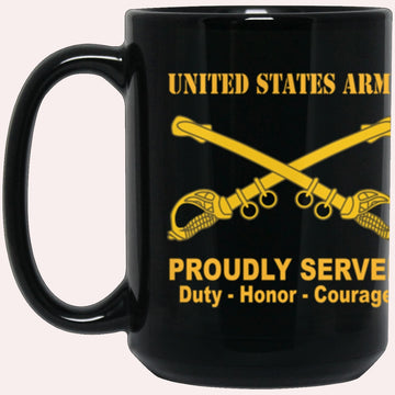 Us Army Mug, Veterans Mug, US Army Cavalry Proudly Served Core Values Black Mug, Us Army Coffee Mug, Military Coffee Mugs