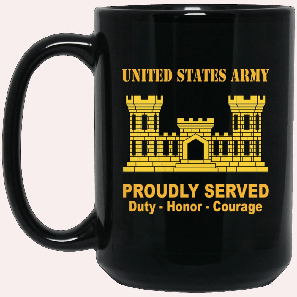 Us Army Mug, Veterans Mug, US Army Corps of Engineers Black Mug, Us Army Coffee Mug, Military Coffee Mugs