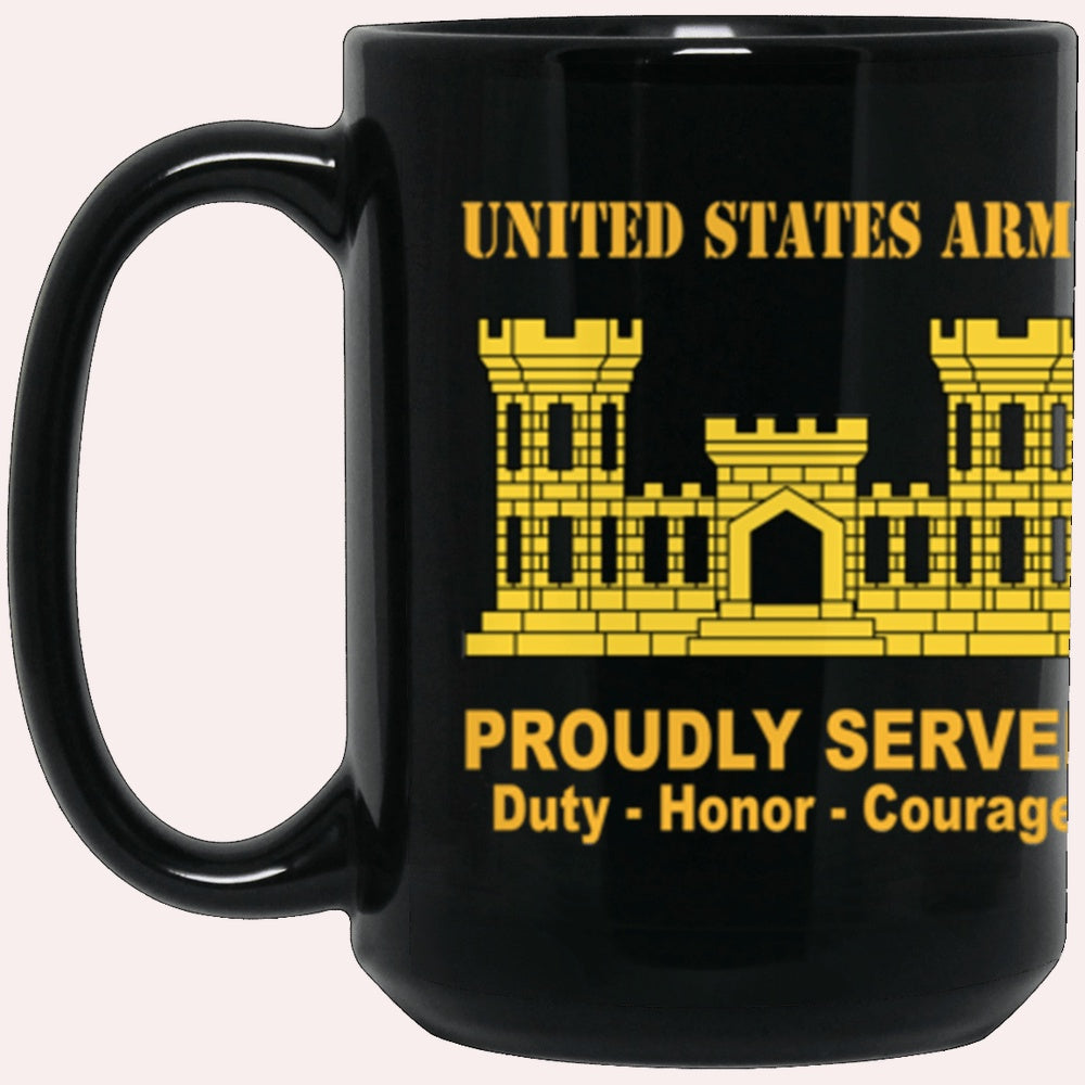 Us Army Mug, Veterans Mug, US Army Corps of Engineers Proudly Served Core Values Black Mug, Us Army Coffee Mug, Military Coffee Mugs
