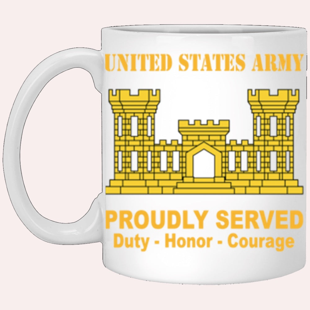 Us Army Mug, Veterans Mug, US Army Corps of Engineers Proudly Served Core Values White Mug, Us Army Coffee Mug, Military Coffee Mugs