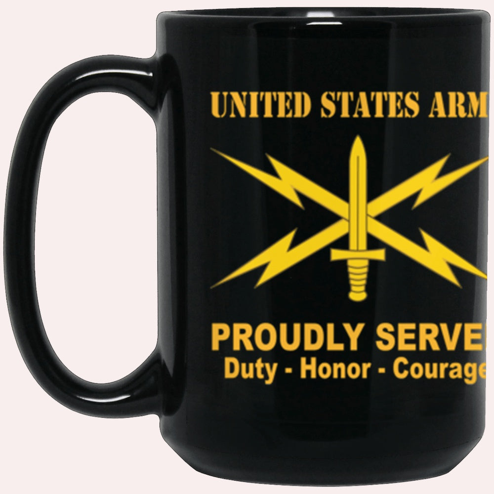 Us Army Mug, Veterans Mug, US Army Cyber Corps Proudly Served Core Values Black Mug, Us Army Coffee Mug, Military Coffee Mugs