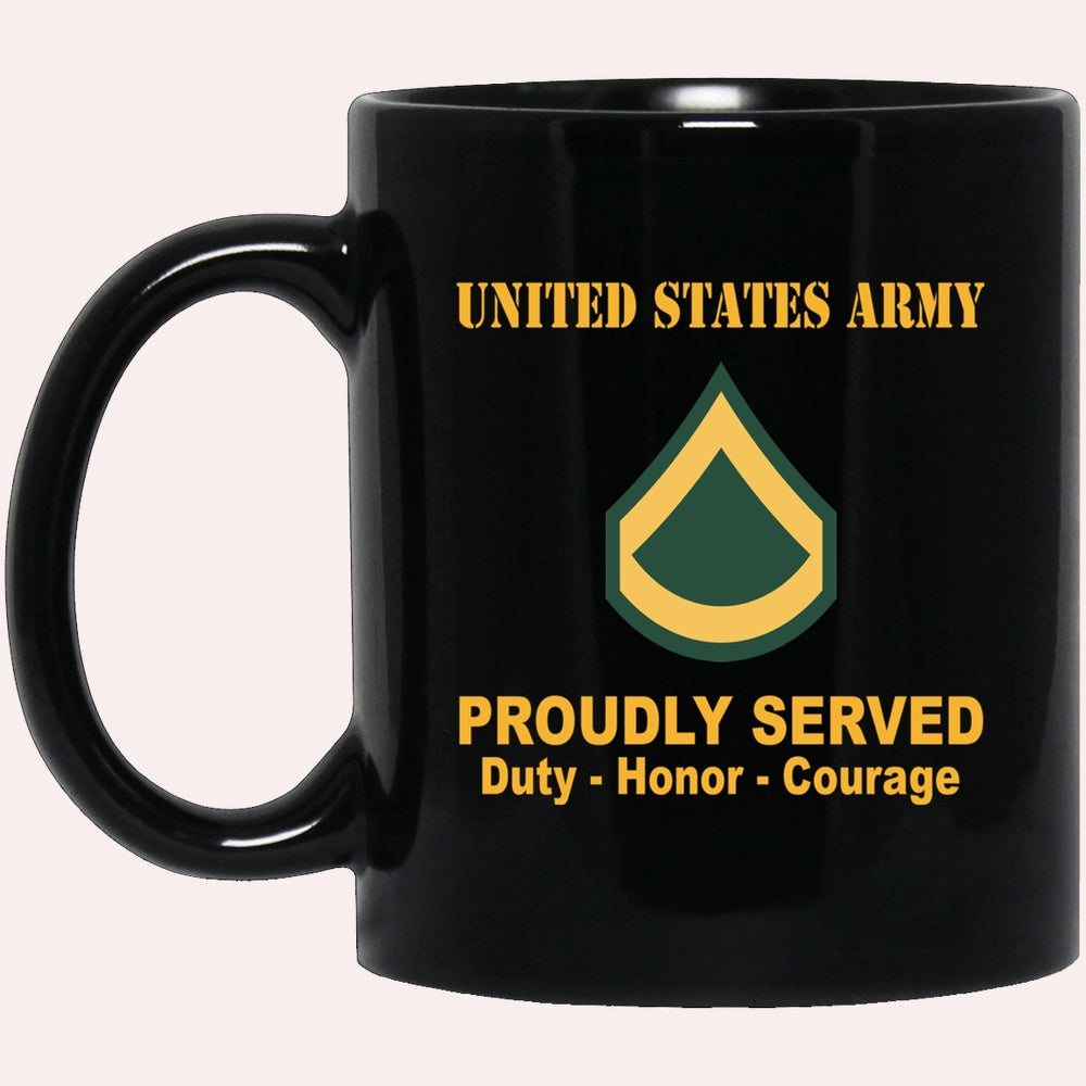 Us Army Mug, Veterans Mug, US Army E3 PFC E3 Private First Class Ranks Proudly Served Black Mug Black Mug