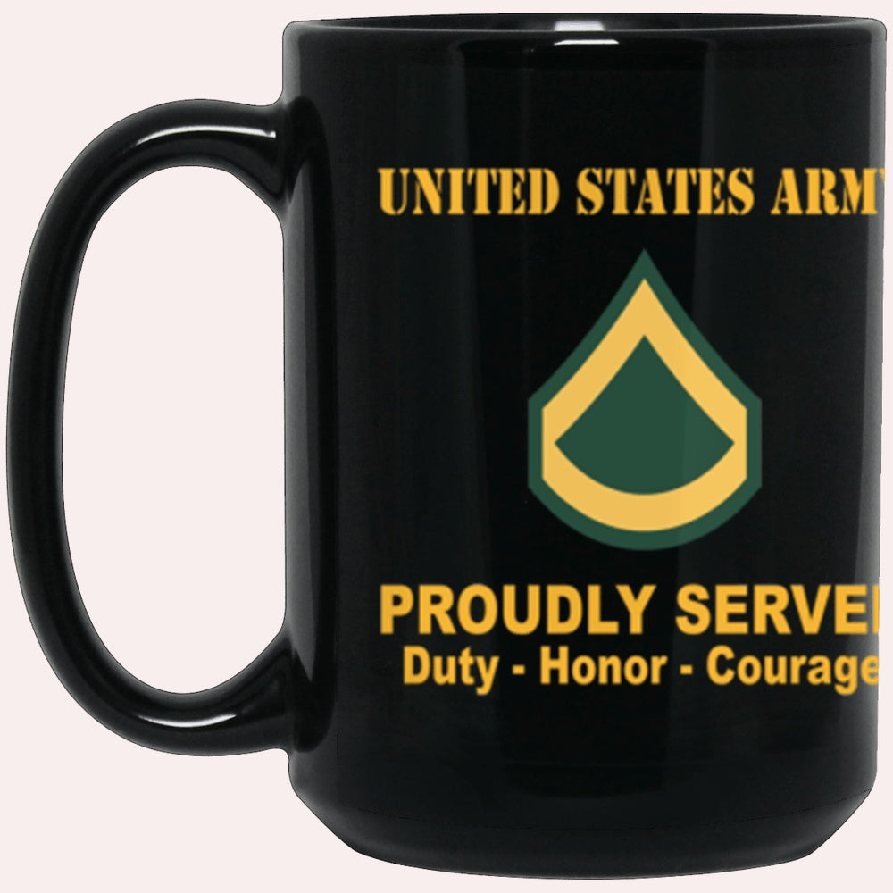 Us Army Mug, Veterans Mug, US Army E3 PFC E3 Private First Class Ranks Proudly Served Core Values Black Mug