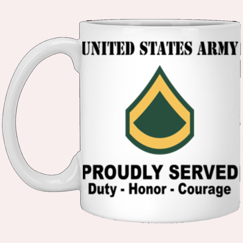 Us Army Mug, Veterans Mug, US Army E3 PFC E3 Private First Class Ranks Proudly Served Core Values White Mug