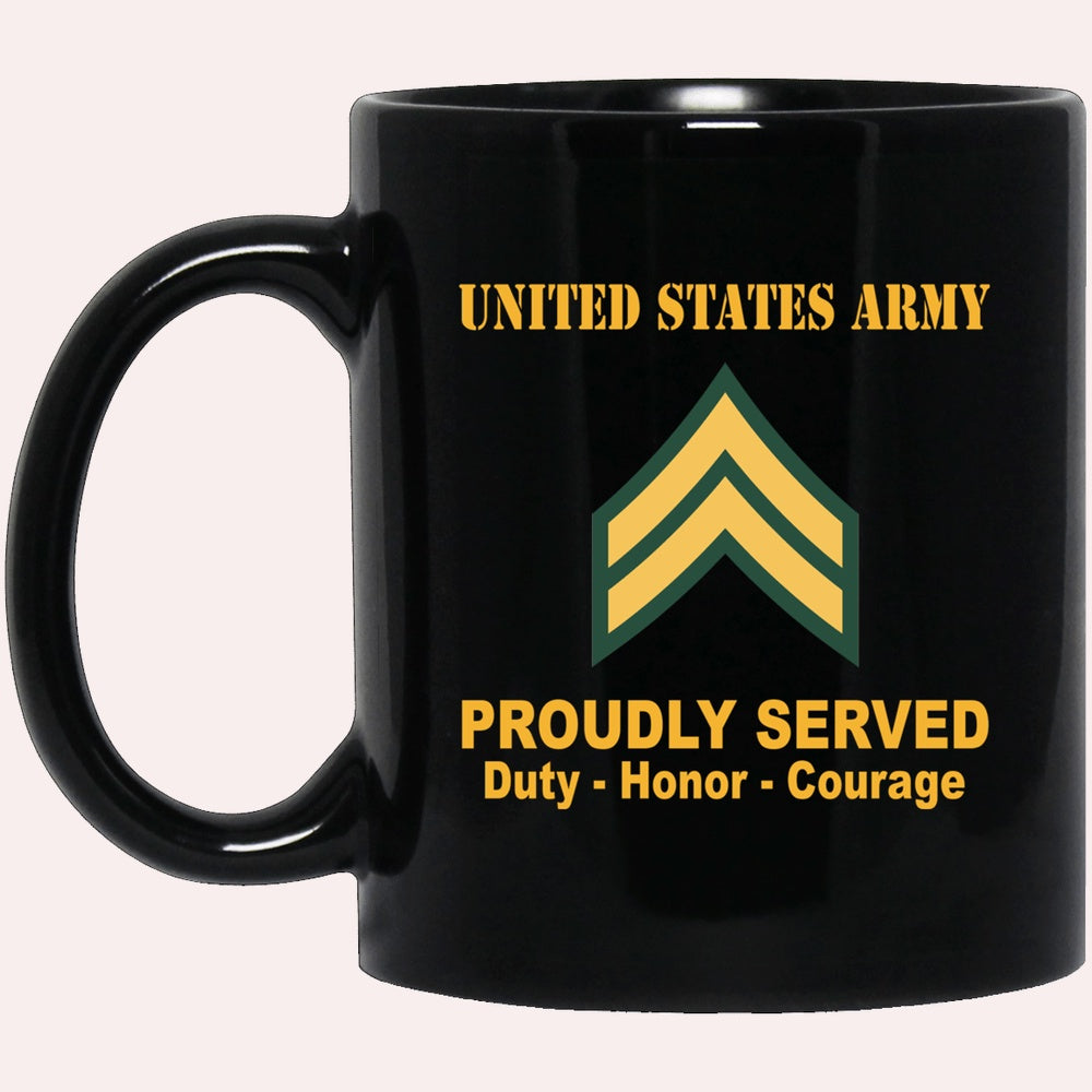 Us Army Mug, Veterans Mug, US Army E4 Corporal E4 CPL Noncommissioned Officer Ranks Proudly Served Black Mug Black Mug