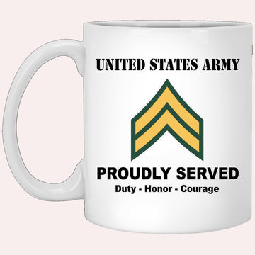 Us Army Mug, Veterans Mug, US Army E4 Corporal E4 CPL Noncommissioned Officer Ranks White Coffee Mug