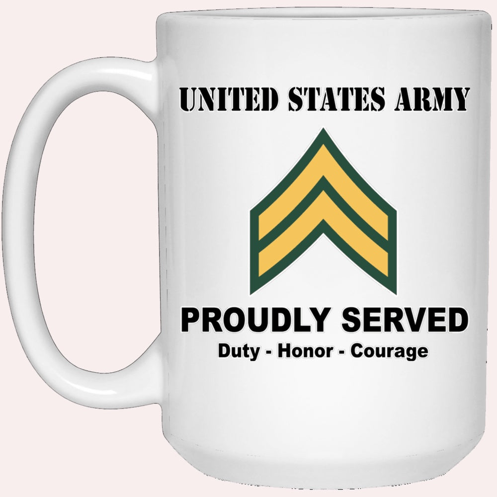 Us Army Mug, Veterans Mug, US Army E4 Corporal E4 CPL Noncommissioned Officer Ranks White Coffee Mug