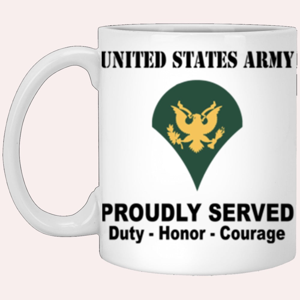 Us Army Mug, Veterans Mug, US Army E4 SPC E4 Specialist Ranks Proudly Served Core Values White Mug