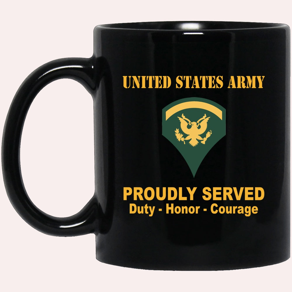 Us Army Mug, Veterans Mug, US Army E5 SPC E5 Specialist Ranks Proudly Served Black Mug Black Mug, Us Army Coffee Mug, Military Coffee Mugs